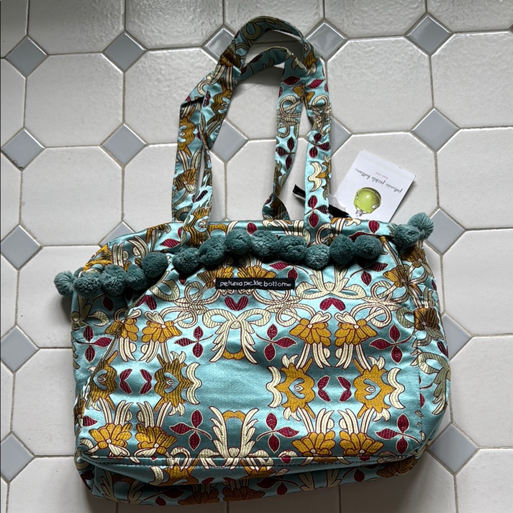 Petunia Pickle Bottom Blue and Yellow Whimsical Tote/Diaper bag/Toddler Tote